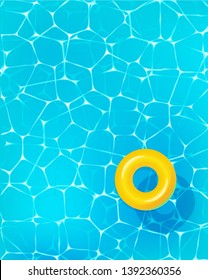 Yellow lifebuoy on marine background top view. Vector illustration.