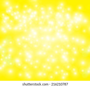 Yellow Light Abstract background. Festive Christmas background. Elegant abstract background with bokeh defocused lights and stars,