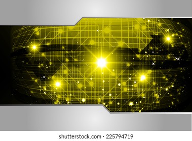 Yellow Light Abstract Technology background for computer graphic website internet and technology. circuit board. 