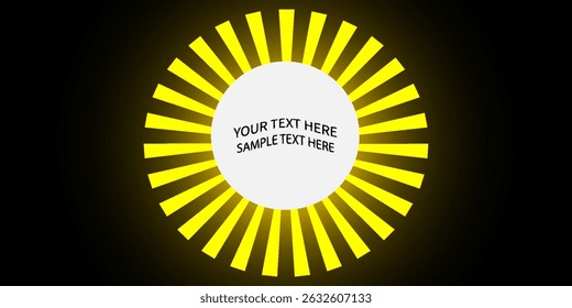 Plano de fundo de luz amarela com espaço em círculo branco para texto no centro, plano de fundo de luz vetorial