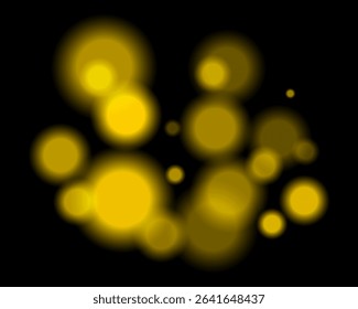 Yellow light bokeh. Soft blurry circles in random size and opacity on dark background. Atmospheric and abstract, fits dreamy, festive, or sci-fi themes.
