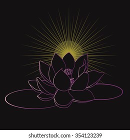 The yellow light of Buddha lotus for peace and tranquil