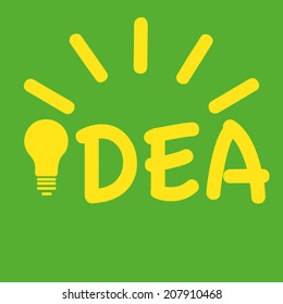 a yellow light bulb being part of a message in a green background
