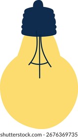 Bombilla amarilla con tapa negra, símbolo clásico de ideas o innovación para proyectos creativos.

