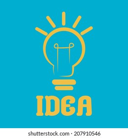 a yellow light bulb in a blue background