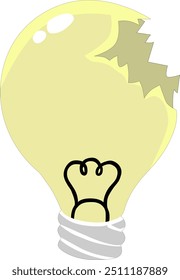 yellow light bulb with broken glass