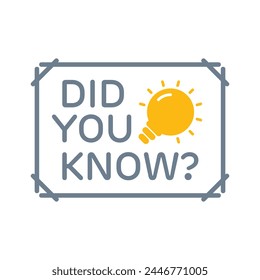 yellow light bulb and did you know concept. did you know in gray frame