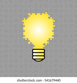 Yellow Light bulb in grey Jigsaw puzzle with idea concept