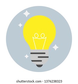 Yellow Light Bulb Icon Creative Brainstorm Idea Solution Symbol