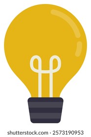 Yellow light bulb icon illustration on white background.