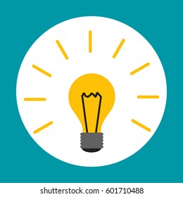 Yellow light bulb icon, new idea concept.