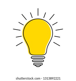 Yellow Light Bulb Icon Rays Idea Stock Vector (Royalty Free) 1313892221 ...