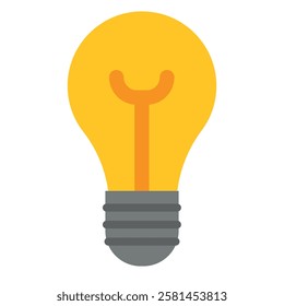Yellow light bulb icon, representing ideas and innovation. Creativity, inspiration, bright.