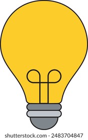Yellow light bulb icon vector.