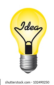 yellow light bulb isolated over white background, idea. vector