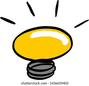 Yellow light bulb isolated vector.