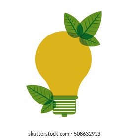 yellow light bulb with leaves