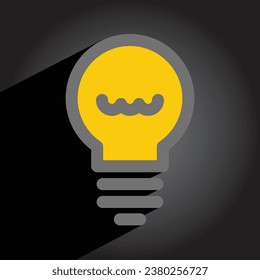 yellow light bulb linear, vector illustration 