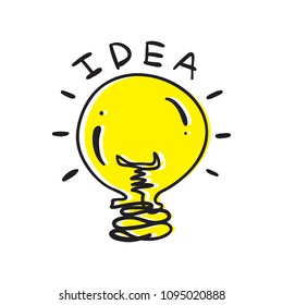 Yellow light bulb with message,Creative concept,Hand drawn,Vector,Illustrations.