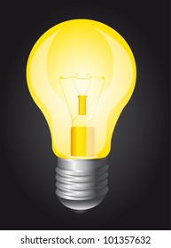 yellow light bulb over black background. vector illustration