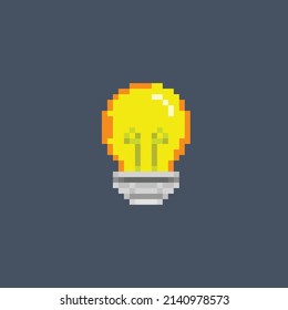 yellow light bulb in pixel style