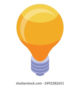 Yellow light bulb shining bright isometric icon, concept of idea and creativity