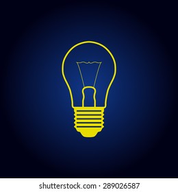 Yellow Light bulb vector icon  on a blue background