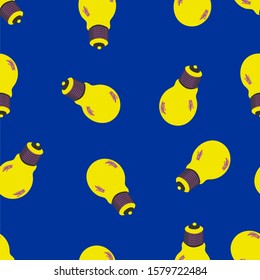 Yellow light bulbs. Seamless pattern.