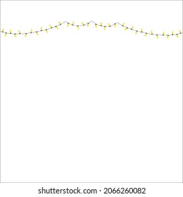 Yellow light bulbs string. Vector illustration. Ornaments of a garland.