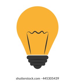 yellow light bumb front view over isolated background, vector illustration