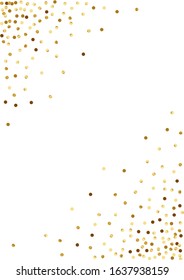 Yellow Light Circle Background. Shiny Polka Illustration. Golden Confetti Modern Design. Festive Dot Frame. Gold Holiday Card.