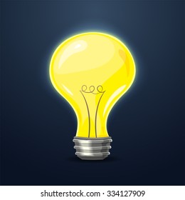 Yellow light in the darkness, the symbol of the idea, vector illustration