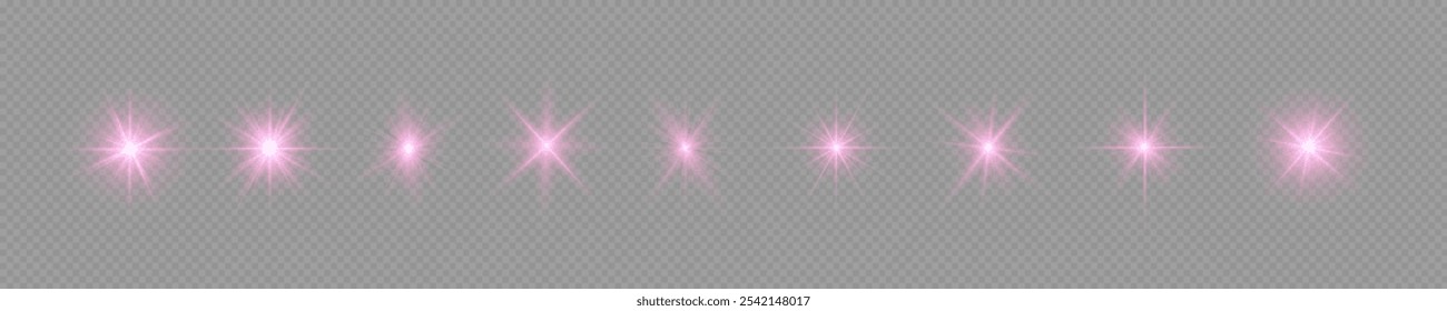 Yellow light effect reflections, neon illumination in yellow colors. Bright light lens. Police light effects, lines. Shiny stars, glowing sparks on a black background. Vector	