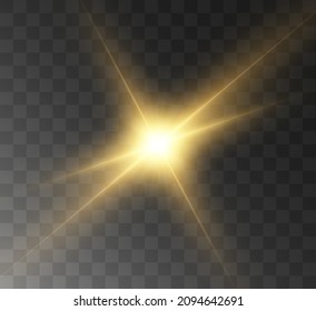 Yellow Light Effect Transparent Background Vector Illustration Decoration Bright Star