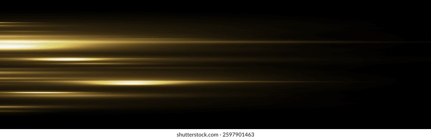 Yellow light and fast moving stripes on a black background.