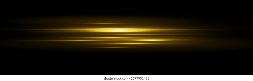 Yellow light and fast moving stripes on a black background.