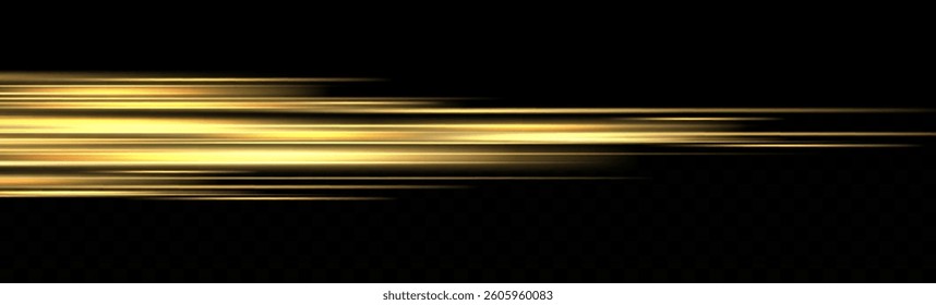 Yellow light and fast moving stripes on a black background.	