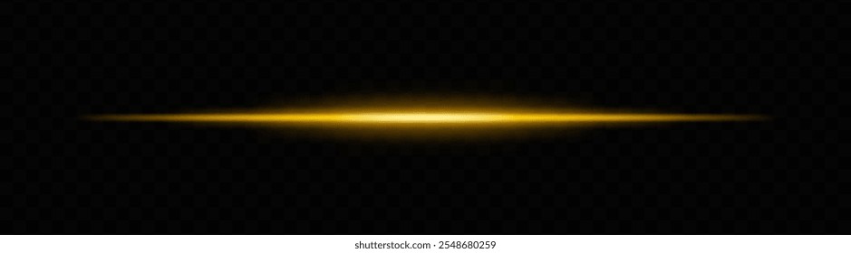 Feixe luminoso amarelo com um gradiente suave. Traço luminoso horizontal ideal para ficção científica, desenhos de néon ou efeitos futuristas. Transições de luz brilhante e brilho dinâmico