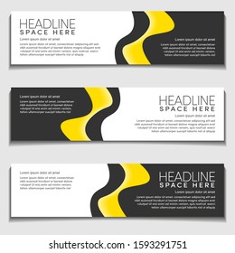 Yellow Light Gradient Wavy, Wave, Liquid, Fluid Modern Abstract Web Banner for Header,  Advertising, Publication.Blank Space Design Vector Template, Mockup.