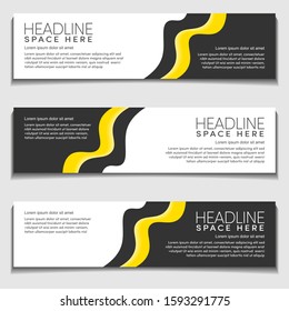 Yellow Light Gradient Wavy, Wave, Liquid, Fluid Modern Abstract Web Banner for Header,  Advertising, Publication.Blank Space Design Vector Template, Mockup.