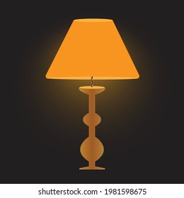 Yellow light lamp with greyscale background vector template 
