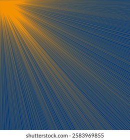 Yellow light rays. Bright glowing beams. Abstract radial burst. Dark dynamic background.