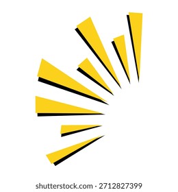 Gelbe Lichtstrahlen, die sich in einem dynamischen abstrakten Sunburst-Design nach außen ausdehnen