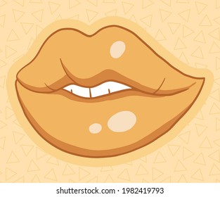 labios sonrientes amarillos al estilo de las caricaturas