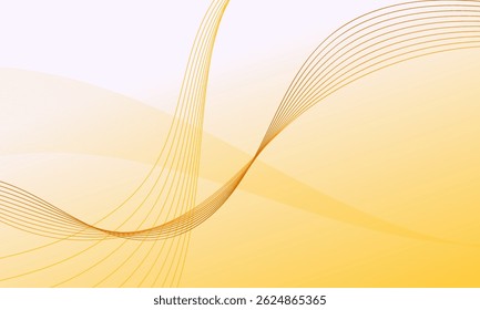 Curva de onda de líneas lisas de luz amarilla con fondo abstracto de gradiente suave