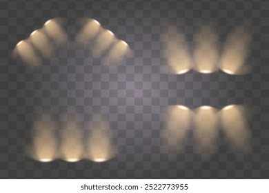 Yellow light source png. Light from a lamp or spotlight. light effect.On a transparent background.