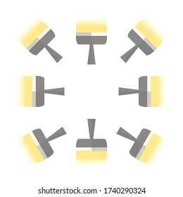 The yellow light of the spotlight projected in all directions.