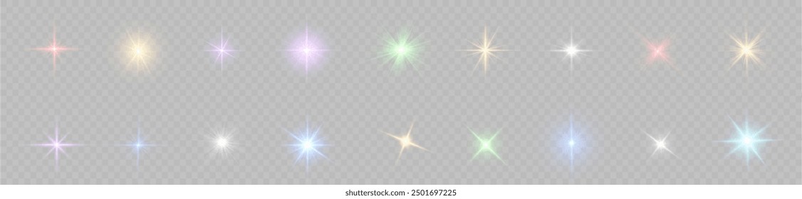yellow light star, sun rays, golden sparks sparkle