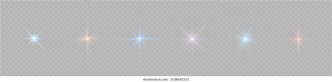 yellow light star, sun rays, golden sparks sparkle