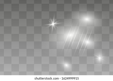 The yellow light of the sun, the flash of a star. Soft, glow transparent rays. Vector design element on isolated background.